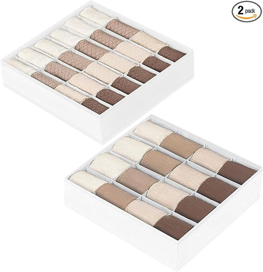 DIMJ Sock Organizer Drawer Organizer - Dresser Underwear Drawer Organizer for Storing Socks, Handkerchiefs, Ties, Belts, White