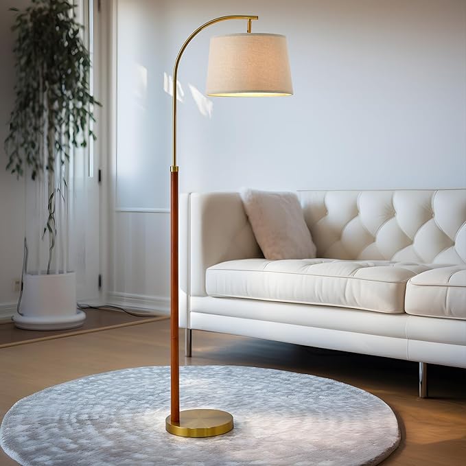 62.5" Gold Floor Lamp for Living Room with Foot Switch Standing Lamp Tall Industrial Reading for Bedroom Office