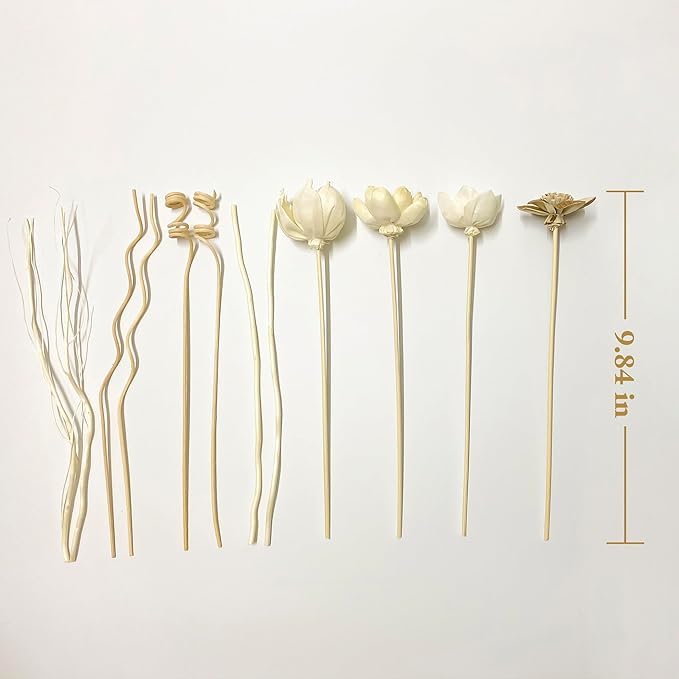 Reed Diffuser Sticks, Reed Diffuser Sticks Flowers, Reed Diffusers Set for Bathroom, Reeds Diffuser for Home, Bedroom Decor, Office,12Pcs, Natural Flower