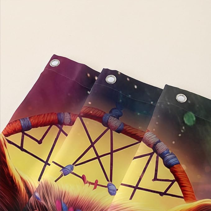 AILONEN 3D Wolf Dream Catcher Shower Curtain for Bathroom,Safari Wolf Printed Bath Curtain for Boys Men,Wildlife Decoration Shower Curtain Waterproof 72" W*78" H