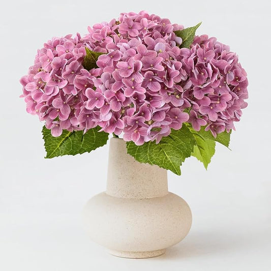 4Pcs 20" Real Touch Hydrangea Artificial Flowers Dark Pink Lifelike Fake Latex Hydrangeas for Baby Shower Party Wedding Flower Arrangement Indoor Home Office Xmas Table Decoration