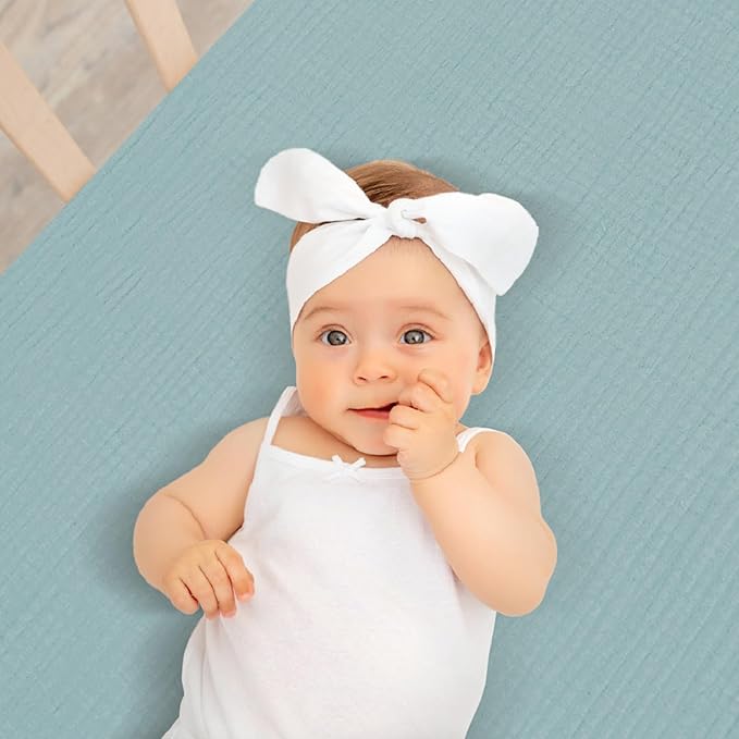 Muslin Fitted Crib Sheets for Girls & Boys-2 Pack 28"x 52" Soft Baby Mattress Sheet-No Slip Boho Neutral Breathable Toddler Cotton Bedding Sage Green & Beige Colors