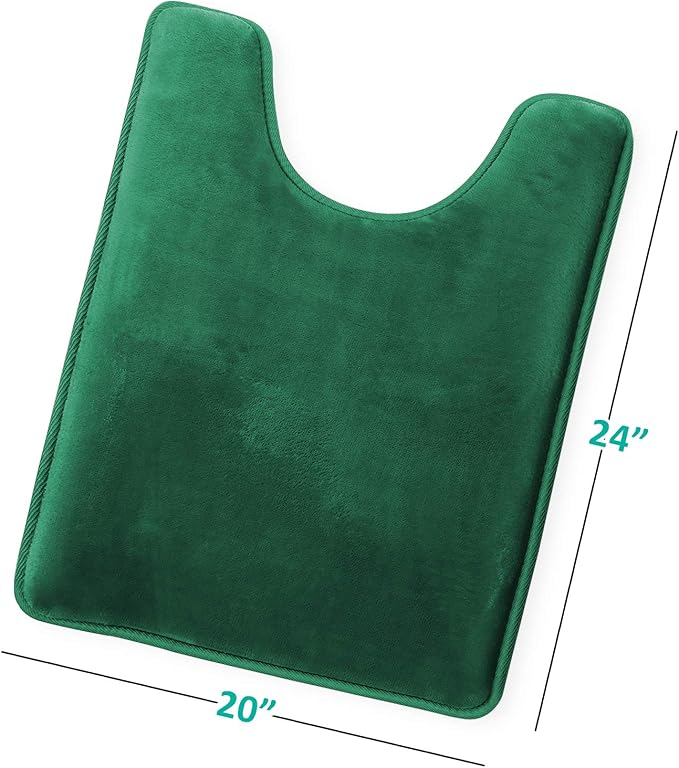 Clara Clark Bathroom Rugs, Velvet Memory Foam Bath Mat, Non-Slip, Machine Washable Bath Rugs - Dries Quickly, Ultra Soft Plush Bath Mats for Bathroom, 20 x 24, Hunter Green