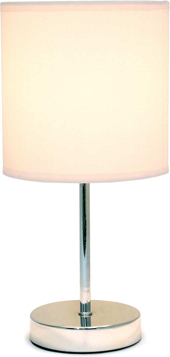 Simple Designs LT2007-BPK-LB Basic Chrome Mini Table Lamp for Living Room, Nightstand, Desk, Countertop, Blush Pink, with Feit LED Bulb Included