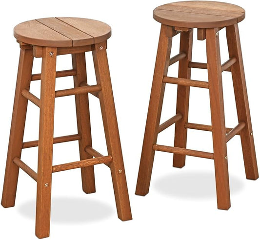 Furinno FG17629 Tioman Outdoor Hardwood Patio Furniture Promo Arch Bar Stool (Set of 2), Natural