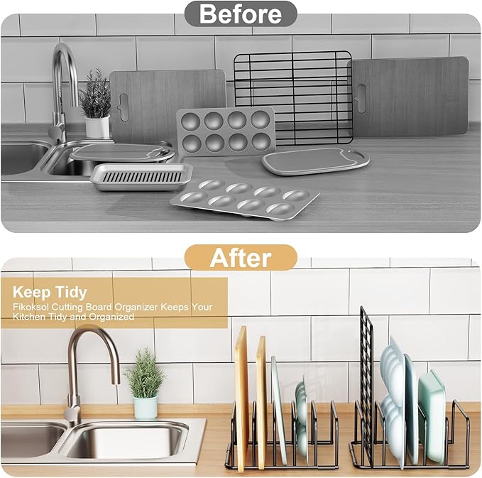 Cutting Board Organizer, [2-Pack] Cutting Board Holder Rack Baking Cookie Pan Sheets Cooling Small Racks Storage Stand for Kitchen Cabinet Countertop Bakeware Organizer 7.87 x 7.24 x 3.28 in