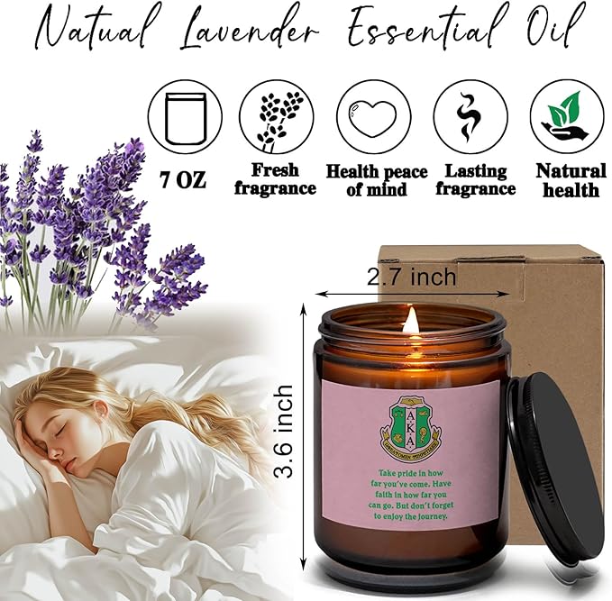 AKA Sorority Gifts Scented Candle for Women Girl,1908 Pink Green 7oz Candles, Inspirational Birthday Christmas Gifts for Sister Friends (Take Pride)