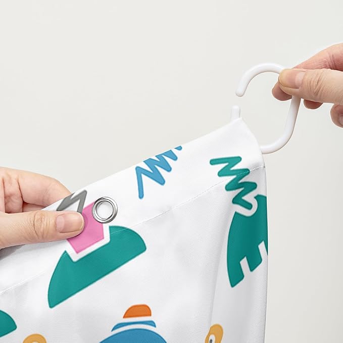 AILONEN Robots Shower Curtain,Modern Cartoon Super Robot Pattern Bathroom Decor for Boys Girls Teens Kids, 72" W*96" H Watercolor Robot Shower Curtain Set