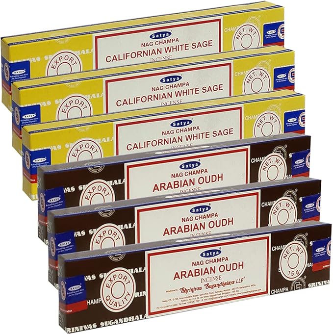 White Sage Arabian Oudh Incense Sticks & Holder Bundle Variety Pack from House of Nag Champa Incense Sticks and Trumiri
