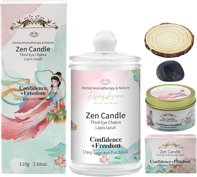 APSARAS Confidence+Freedom Scented Candles, Clary Sage and Patchouli Aromatherapy Spring Candle Sets for Women Gift for Bathroom, Jar Non Toxic Soy Candles for Home Scented, 36 Hours Burn Time