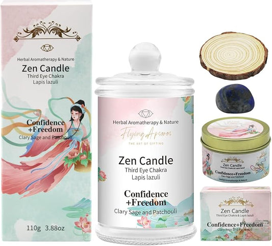 APSARAS Confidence+Freedom Scented Candles, Clary Sage and Patchouli Aromatherapy Spring Candle Sets for Women Gift for Bathroom, Jar Non Toxic Soy Candles for Home Scented, 36 Hours Burn Time