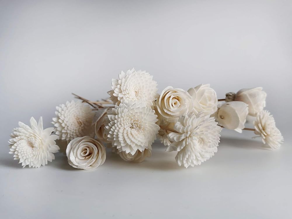 20 Mini Gerbera Rose Sola Flower Reed Diffuser Stick for Home Fragrance by Plawanature