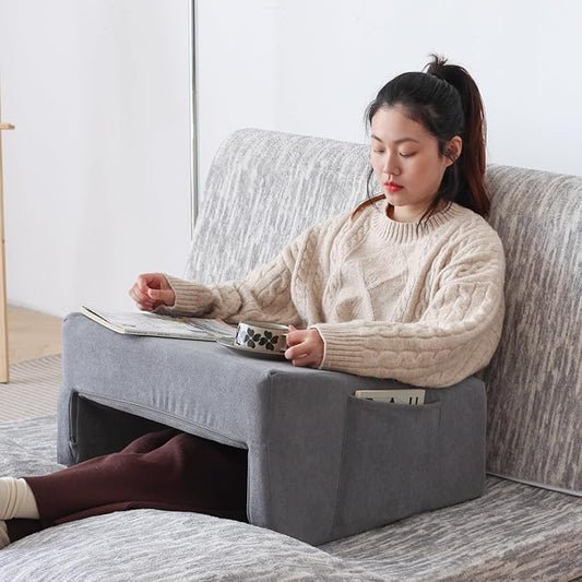 N&V Bed Rest Reading Pillows, High Density Foam Pillow for Gaming (Grey)