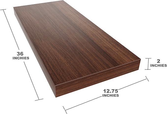 Wall Shelf Set of 1, Red Brown Floating Shelves 36 in W x 12.75 in D x 2 in H, Wooden Floating Wall Shelf with Invisible Brackets for Living Room/Bedroom/Bathroom/Kitchen Storage and Decor