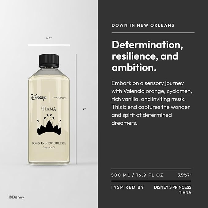 Aroma360 | Disney Down in New Orleans Fragrance Oil Blend | The Princess and The Frog | Princess Tiana | Aromatherapy Scent Diffuser Oil | Coconut Bergamot Valencia Orange 16.9 fl oz 500mL