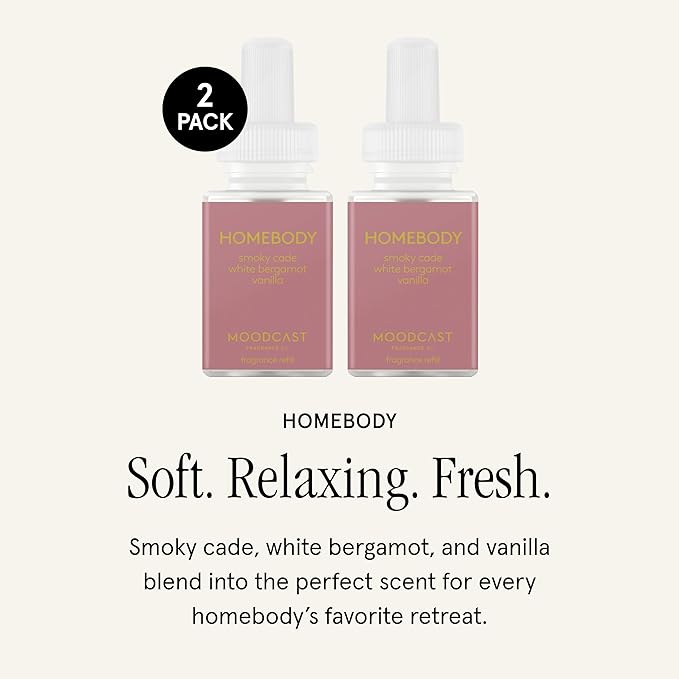 Pura & Moodcast Home Scent Refill - Smart Home Air Diffuser - Up to 120-Hours of Premium Fragrance per Refill - Household Essential - Clean & Safe Diffuser Fragrance - 2 Pack, Homebody