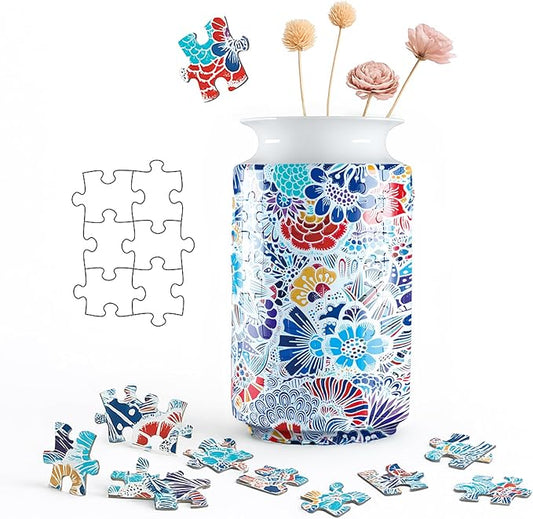 3D Puzzle Vase Unique Flower Vase for Adults Made by 162 Curved Plastic Puzzle Pieces, Vases for Flower Home Creative Gift for Parents & Housewarming