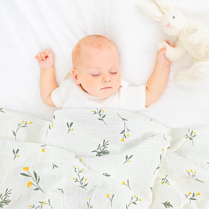 GLLQUEN BABY Muslin Swaddle Blankets for Girls Boy, 4-Pack Baby Blankets for Girl Boy, Newborn Receiving Blanket, Baby Swaddle Blanket Unisex, Baby Essentials, Registry & Gift
