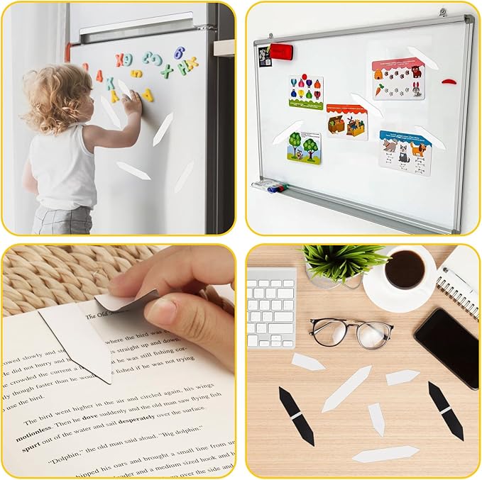 48 Pieces White Arrow Shaped Magnetic Bookmark Book Marker Clip Sublimation Bookmarks, Magnetic Page Markers Clips for Kids Students Teachers Classroom Office Reading Book Lovers Supplies