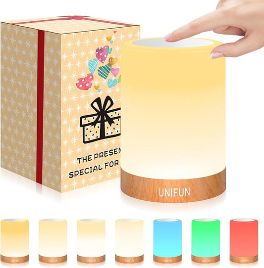 Table Lamp, Touch Sensor Bedside Lamps, Dimmable Warm White & Color Changing RGB Light for Bedroom,Living Room Gift Pack for Mom, Father’s Day and Other Holiday Use (Taller Size)…