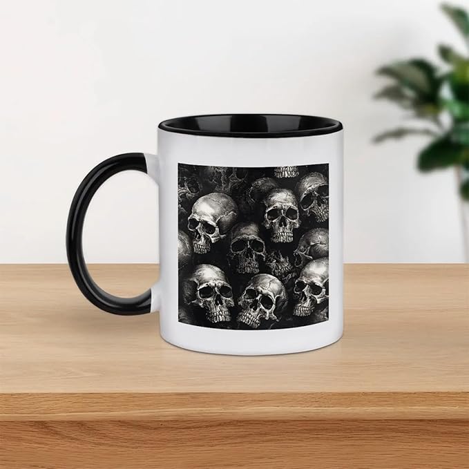 Mugs for Women, Coffee Cups Ceramic Mug, Skulls Head Tea Cups with Handle for Men, 11.2oz Ceramic Coffee Cup for Home Unique Coffee and Tea Mug Aesthetics