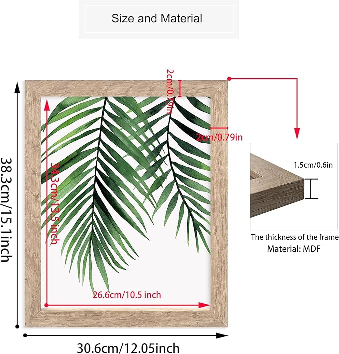 Framed Botanical Wall Art Prints Set of 6 Tropical Leaves Canvas Decor with FRAME Plant Leaf Boho Wall Decor Green Boho Pictures Art Posters Bedroom Decor (Leaf Wall Art, 11"x14" FRAMED)