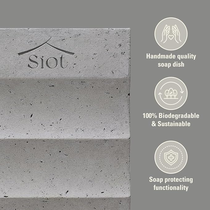 ECOCERAMIC SOAP Dish | Handmade Mineral Soap Holder | 100% Natural & Sustainable | Quick-Drying & Durable | Traditional Korean Design | Anti-Slip & Water-Resistant | 100g X 1EA