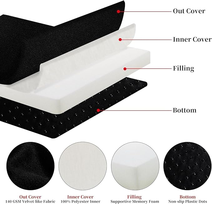 HOMBYS Memory Foam Lumbar Support Pillow for Recliner with Recliner Chair Seat Cushion-Thick Seat Cushion for Elderly with Long Back Support, Extra Large & Non-Slip