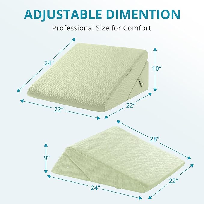 Sasttie Wedge Pillow for Sleep Apnea, 10 Inch Adjustable Bed Wedge Pillow for Back Pain, Acid Reflux Relief, Memory Foam Triangle Pillow Wedge for Sleeping, Post Surgery, Knee Elevation, Sag