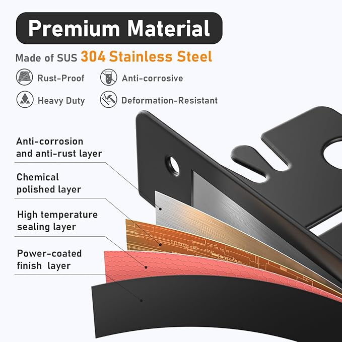 Wall Mount Shower Shelf, 304 Stainless Steel Shower Caddy for Bathroom, All-Purpose Wall Shelf Shower Organizer