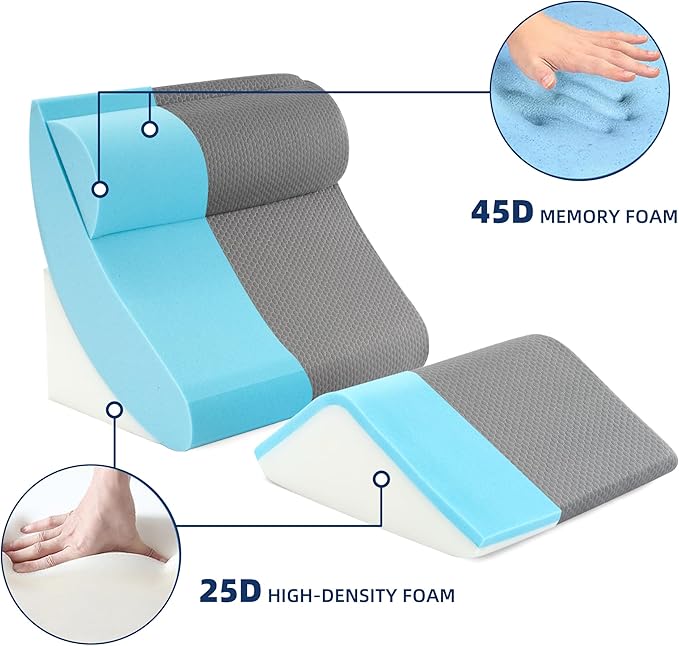 BDEUS 4PCS 25 Inch Extra Wide Orthopedic Bed Wedge Pillow Set, Memory Foam Adjustable Wedge Pillow Post Surgery for Back, Neck and Leg Pain Relief-Acid Reflux and GERD for Sleeping, with Travel Bag