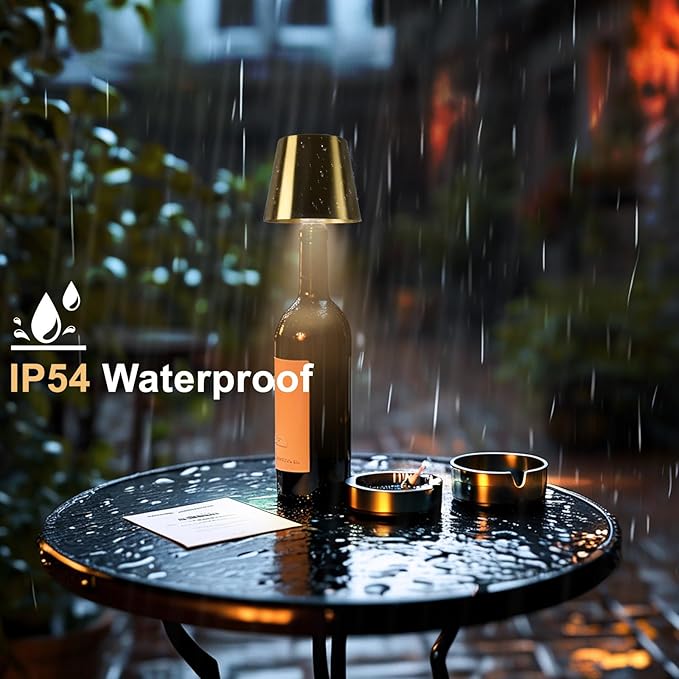 Wine Bottle Lamp, 2025 New 3 Color Rechargeable Wireless Bottle Lamp for Liquor Bottles with Touch Dimming for Parties, Restaurants & Home Decor (Gold)