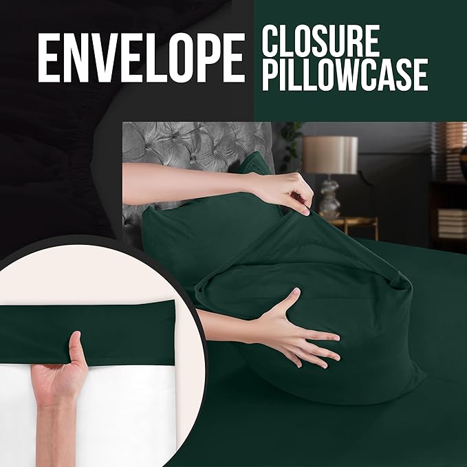 Utopia Bedding King Pillow Cases - 2 Pack - Envelope Closure - Soft Brushed Microfiber Fabric - Shrinkage and Fade Resistant Pillow Covers 20 X 40 Inches (King, Emerald)