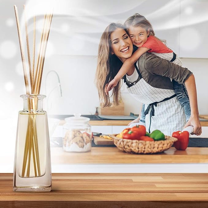 Reed Diffuser with Natural Essential Oil Lavender 3.4 Fl Oz - Lavanda Diffuser - Scented Reed Diffuser - Gift Set w/Bamboo Sticks - Best for Aromatherapy - Home - Office - Fitness