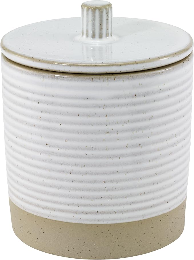 Avanti Linens - Covered Jar, Guest Bathroom Essentials, Modern Home Decor (Drift Collection)
