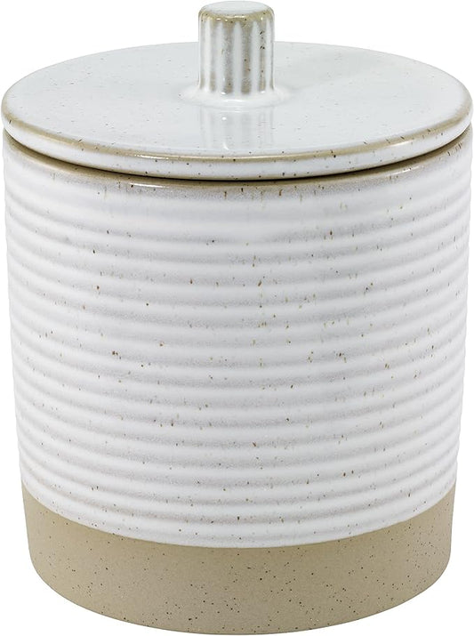 Avanti Linens - Covered Jar, Guest Bathroom Essentials, Modern Home Decor (Drift Collection)