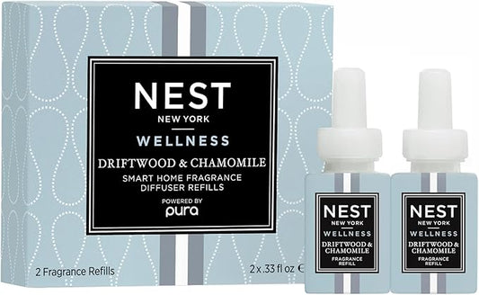 NEST New York Smart Home Fragrance Diffuser Refill Smart Vials, Driftwood & Chamomile - Set of 2 - Designed for NEST x Pura 3 and NEST x Pura 4 Diffusers - Cruelty Free, Vegan - Made in USA