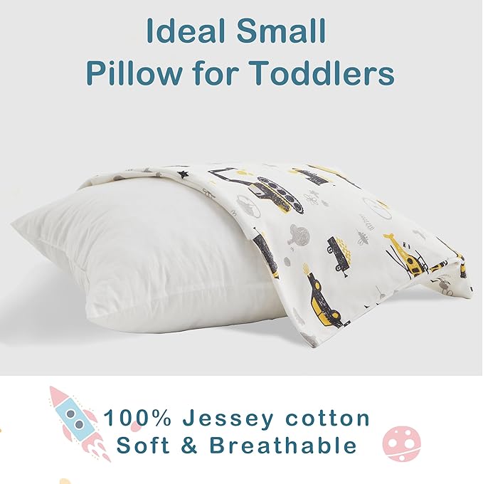 Moonrite 13Ã18 Toddler Pillow with Pillowcase,100% Cotton Toddler Pillows for Sleeping,Soft Breathable Washable Small Toddler&Kid Pillow for Bed,Mini pillow,Better Naps at Preschool
