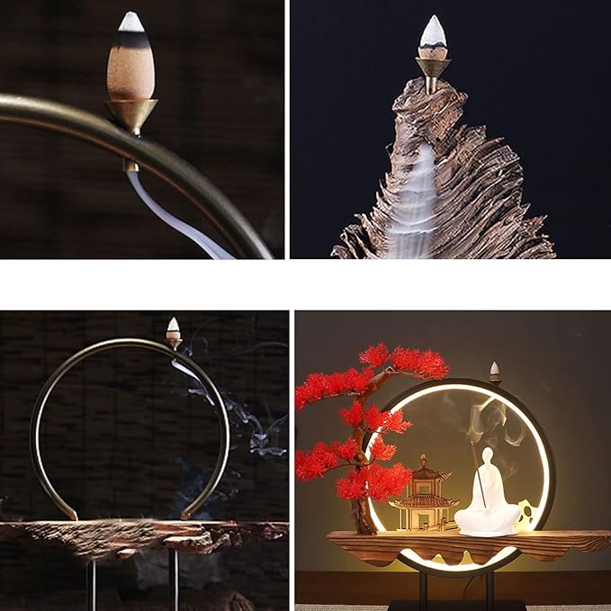 Incense 6 Pack Backflow Incense Holder Base Protector Ash Container Catcher for Waterfall Cone Burner Holders Metal Retro Funnel Incense Cones Stand Filter Mini Censer Stick/Tray Rack