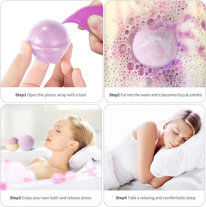 Bath Bombs Gift Set - 24 Pcs Handmade, Natural & Organic Essential Oil Bubble Bath for Women and Girls