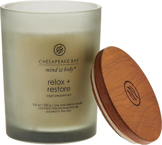 Chesapeake Bay Candle Scented Candle Relax + Restore (sage peppermint) Medium Jar