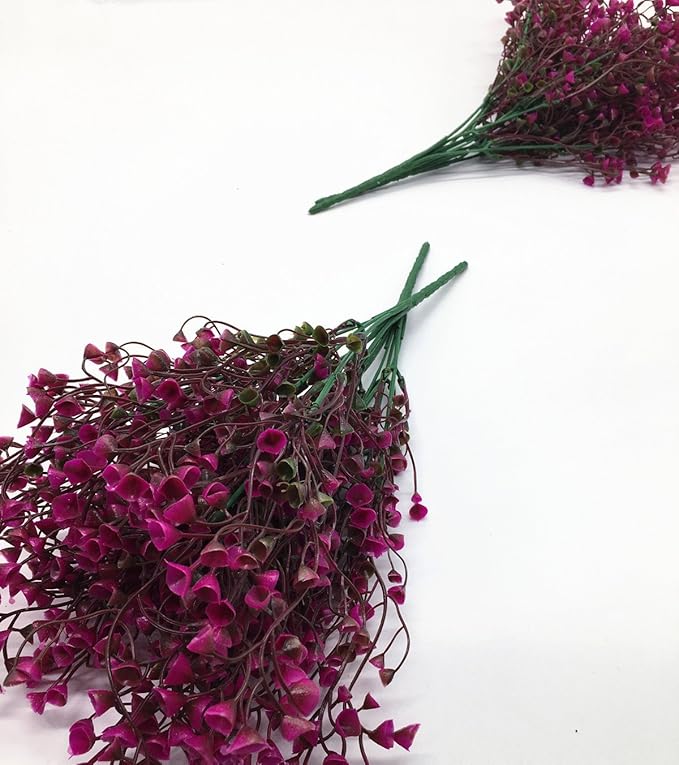 CATTREE Artificial Shrubs Bushes, Plastic Fake Green Plants for Wedding Indoor Decor Home Garden Verandah Kitchen Office Table Centerpieces Arrangements Christmas Decoration Fuchsia 4 pcs
