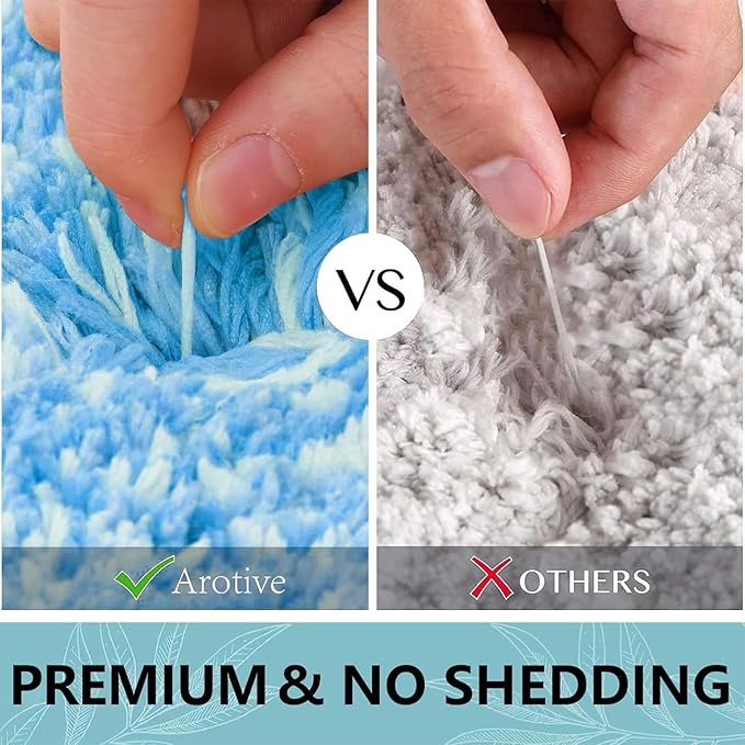 Arotive Microfiber Bathroom Rugs, Shaggy Soft and Absorbent Bath Rug, Non-Slip, Thick Plush Machine Washable Dry Bath Mats for Bathroom, Tub and Shower, 24x16, Light Royal Blue