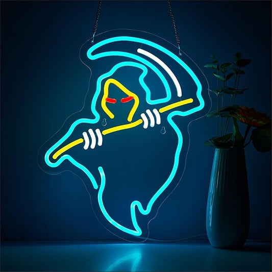 Halloween Ghost Neon Sign for Wall Decor, Devil LED Neon Signs Lights for Bedroom Wall Decor Room Men Cave Game Room Decor Birthday Party Decoration Gift
