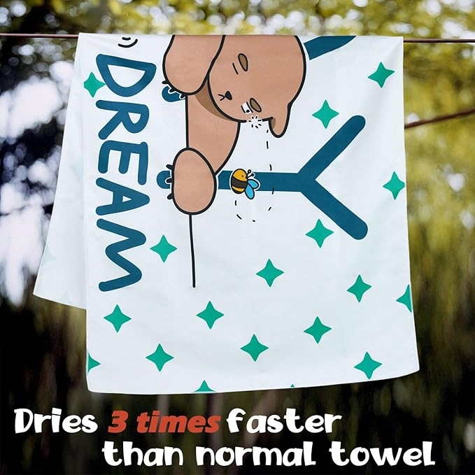 Kids Beach Towel - Cute Day Dream Bear Design, Soft and Absorbent, Perfect for Bath, Pool, and Beach - Embrace Playful Imagination and Comfort