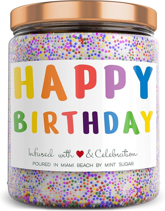 Happy Birthday Candle - Men Birthday Gift Ideas - Birthday Candles for Women - Made in USA - 9oz - Candle Birthday Gift for Women - Vanilla Birthday Cake Scent by Mint Sugar Candle Co
