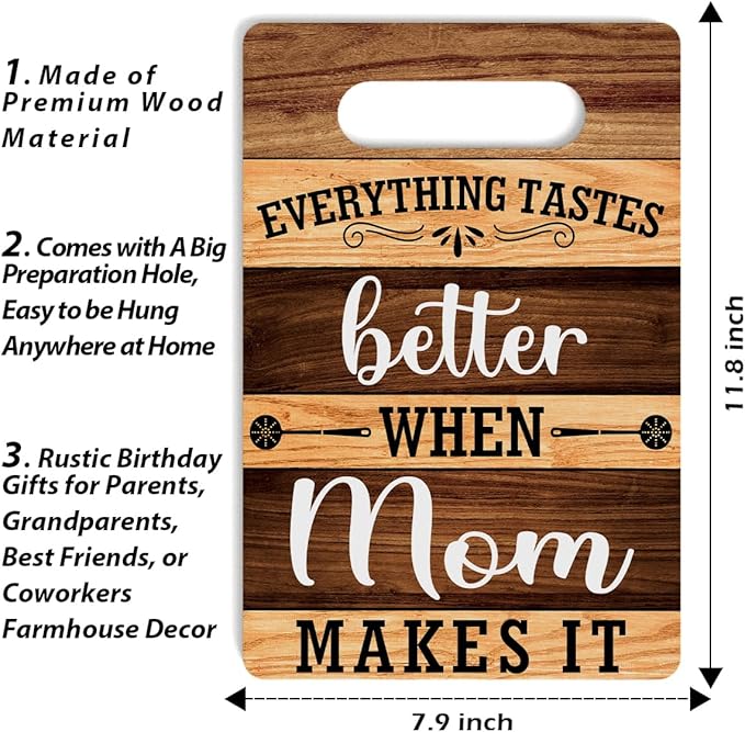 Farmhouse Kitchen Decor, Mother Gifts, Kitchen Signs Wall Decor, Everything Tastes Better When Grandma Makes It Wood Sign, Kitchen Gifts for Mom, Mother's Day Thank You Gifts 8 x 12 Inch