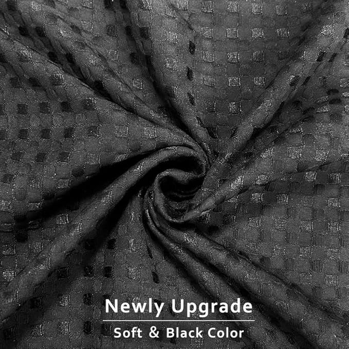 MIYE Pleated Waffle Weave Bed Skirt, Tailored Dust Ruffle 18 Inch Drop Easy Fit, Machine Washable (Black, King - 18" Drop)