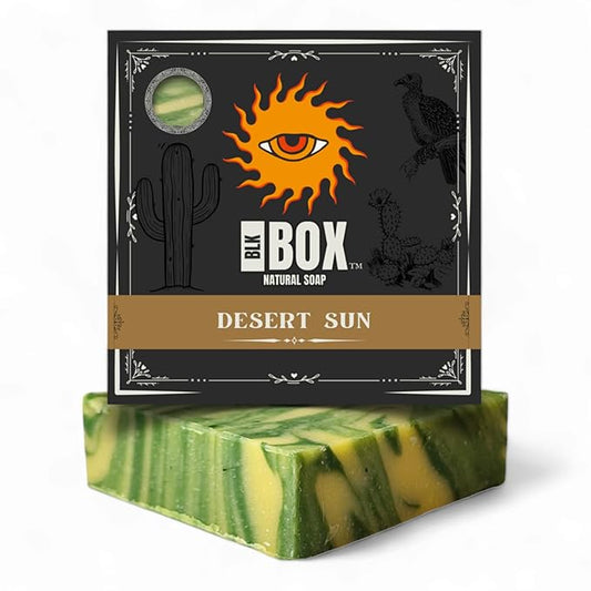 Black Box Limited USA MADE Men's Natural 5oz Bar Soap, Moisturizing Body Wash Made from Natural Oils - Handmade Cold Process No Harsh Chemicals Sage Greens (Desert Sun)