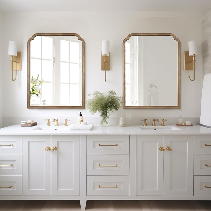 WallBeyond Wood Bathroom Mirrors for Wall Mounted, 30" x 40" Rustic Wood Frame Wall Mirrors Decorative for Living Room or Bedroom Vanity Mirror, Honey-Colored